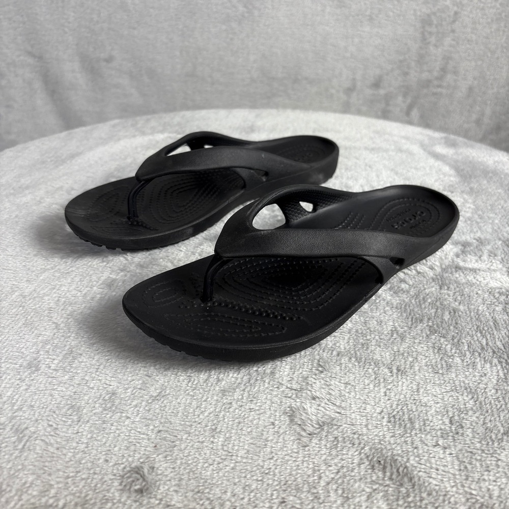 Crocs Sandals Kadee II Flip Flop 7 Black Lightweight Casual Comfort Vacation